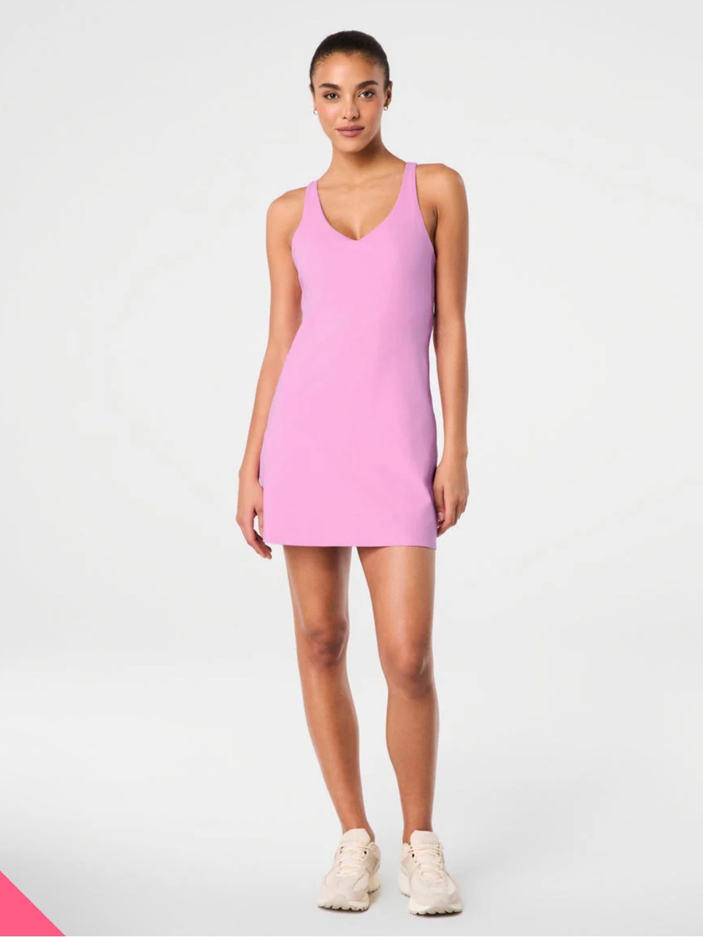 NWT SPANX Booty Boost Get Moving V-Neck Athletic Active Dress XS Pink Petunia